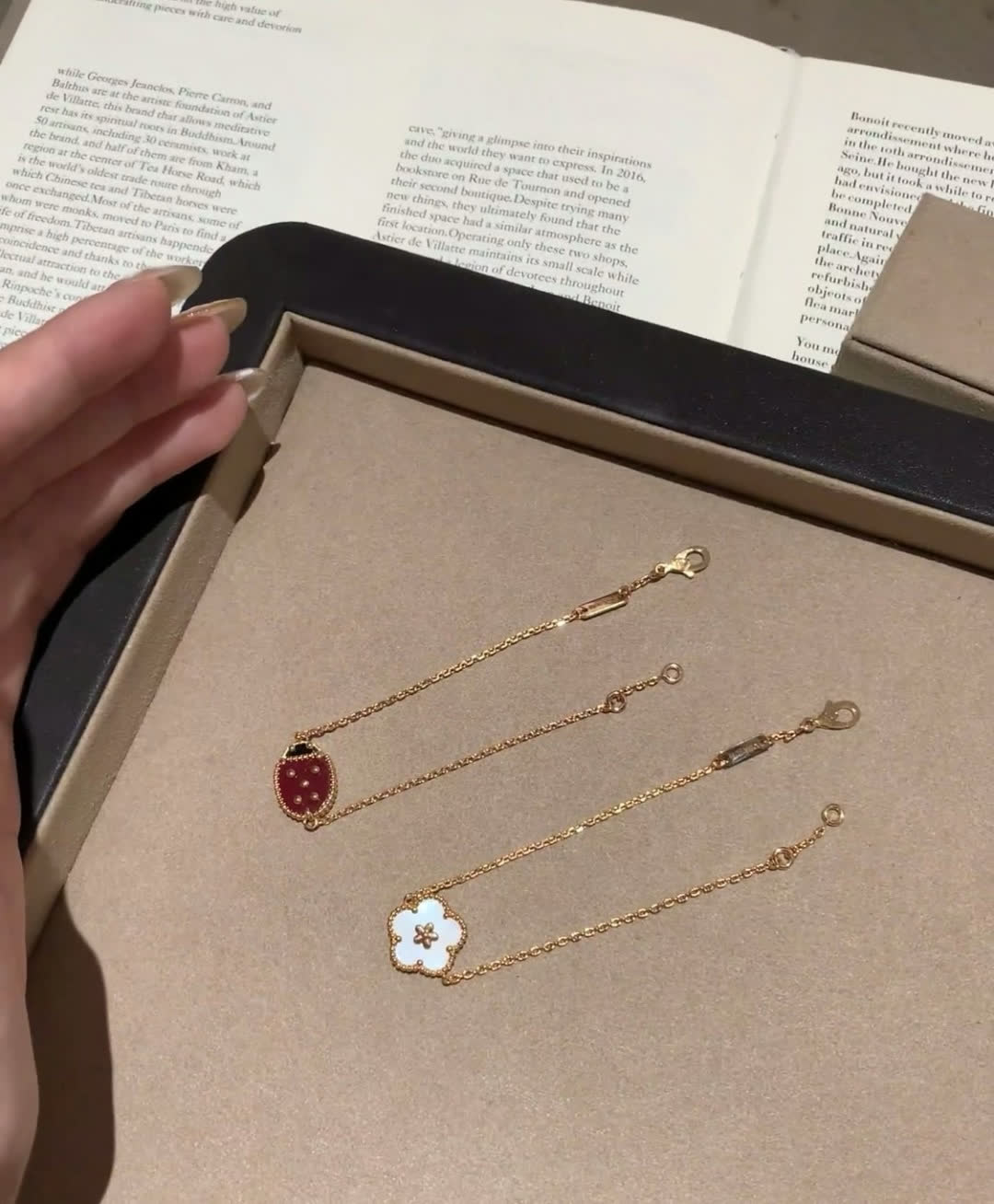Van Cleef & Arpels Camellia and Ladybug Clip-on Earring Chains